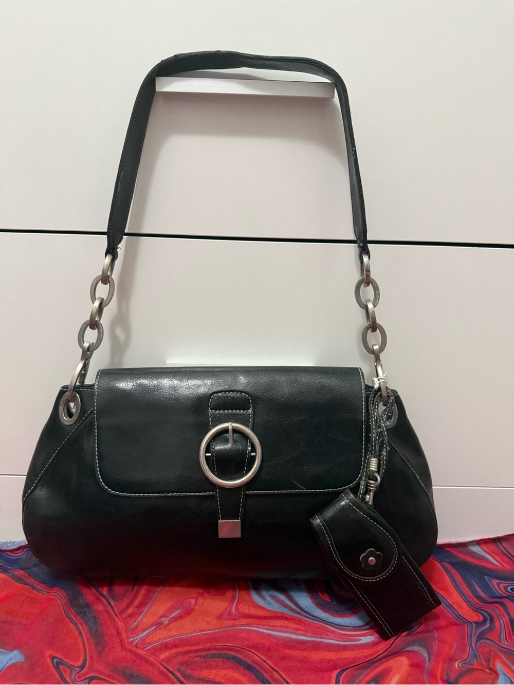 Vintage Y2K Chunky Buckle Ring Link Shoulder Bag & Coin Pouch 🖤⛓️